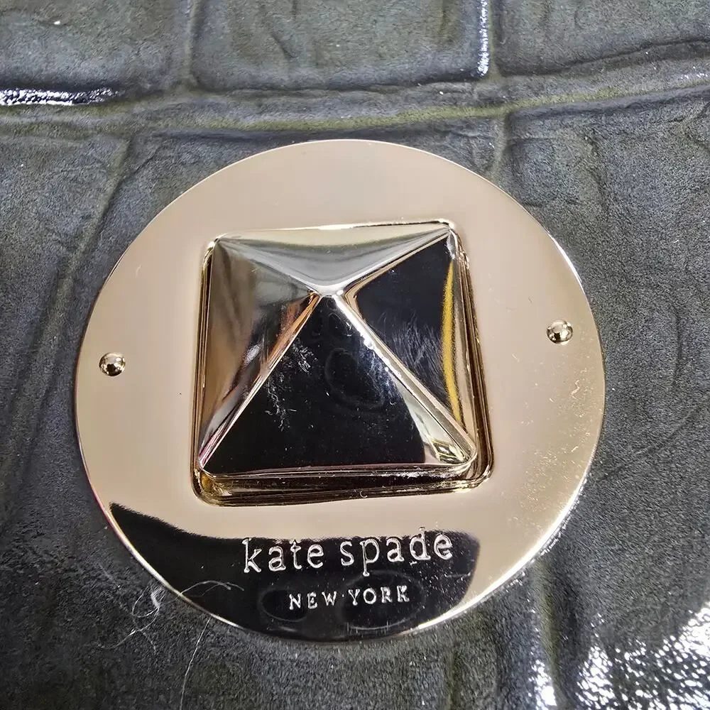 NWT Kate Spade Monette Knightsbridge Clutch Graphite Croc Patent Leather $355